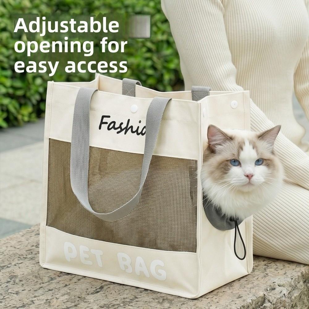Mesh Pet Tote Bag Large Capacity Cat Shoulder Bag Multi-Function Cats Carrying Case Camping