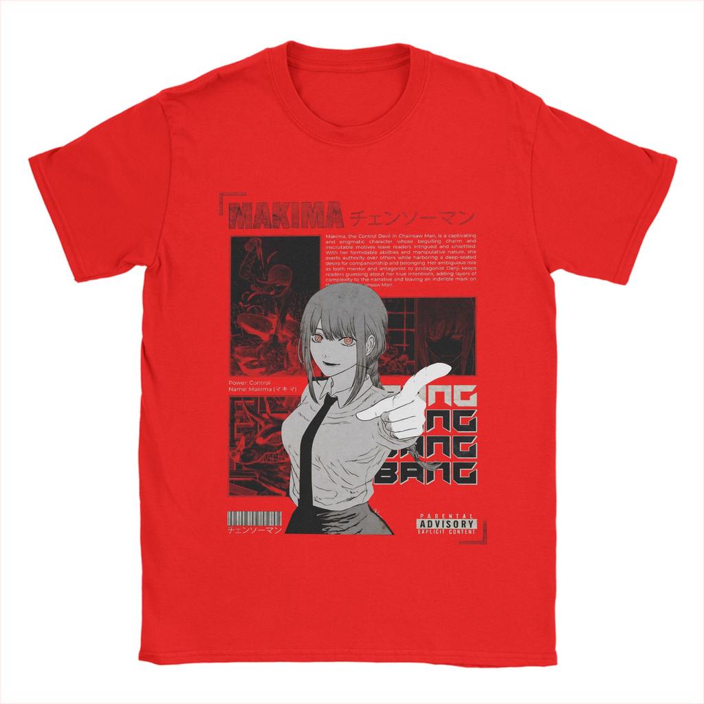 Makima Chainsaw Man Japanisches Anime-Poster T-Shirt Sommer Harajuku T-Shirts Herren Baumwolle Oversize-T-Shirts Kurzarm Vintage-T-Shirt