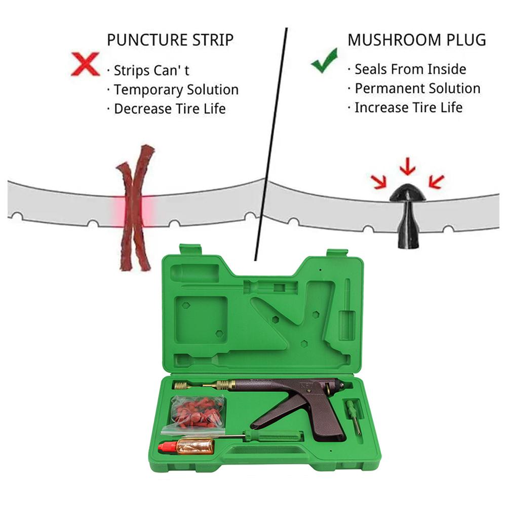 Kit Portabil de Reparare Anvelope Auto cu Cutie de Depozitare Rezistent la Uzură Instrument de Întreținere Anvelope Pistol cu Piston pentru Petice Anvelope cu Vid