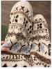 Pantaloni da notte invernali da donna a gamba larga a vita alta in lana d'agnello stile Fair Isle retrò