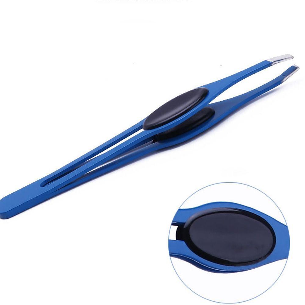 Non-slip Handle Slanted Eye Brow Clips Hair Removal False Eyelash Tweezers  Women