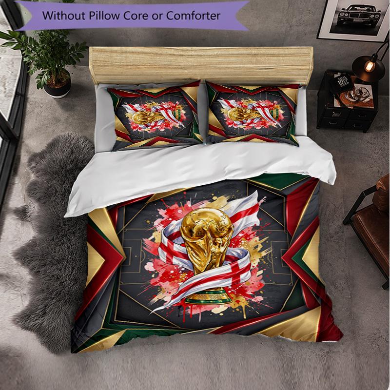 England Football Pattern 3 Pieces Bedding Set Soft Microfiber Duvet Cover with Pillow Cases for Bedroom