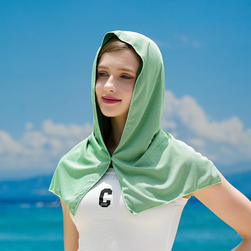 New Full Cold Feeling Cooling Beach Shawl Summer Sun Protection Breathable and Anti-ultraviolet Sun Visor Headscarf