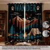 2pcs Camping Printed Perforated Blackout Curtains   Multiple Sizes For Living Room   Bedroom   Home Decoration   Easy To Install