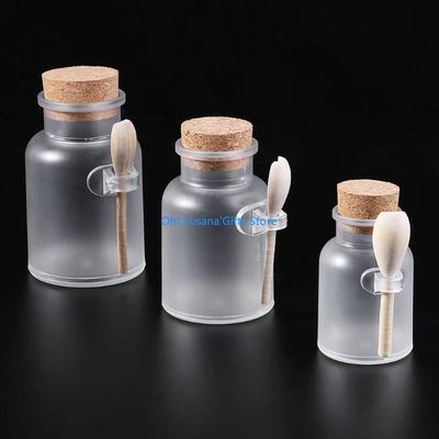 090D Scrub Bath Salt Bottle Wth Wooden Spoon and Soft Cork Storage Stopper