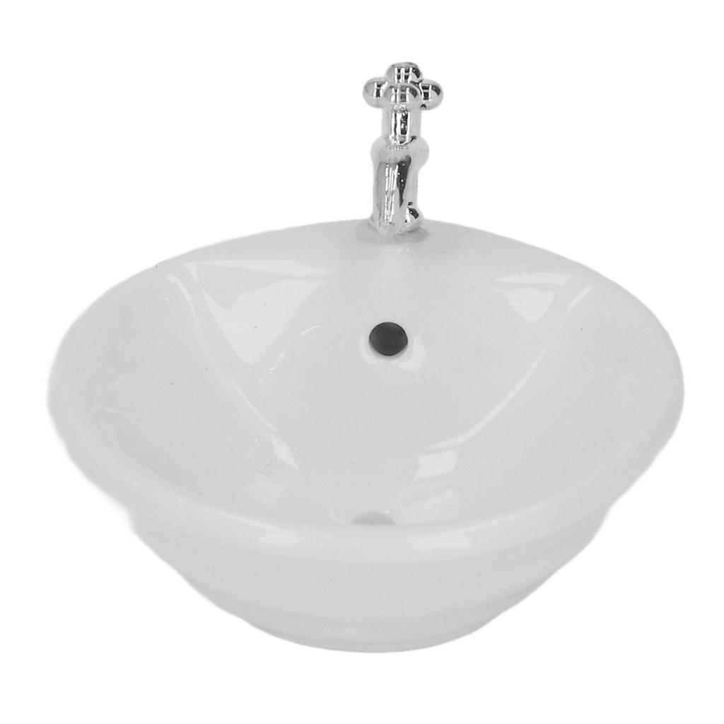 1:12 Dollhouse Bathroom Sink Hand Crafted Ceramic White Dollhouse Bathroom Sink for Dollhouse