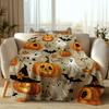 1pc Halloween Flannel Blanket - Soft 2D Pumpkin/Bat/Ghost Print | Bed/Sofa/Camping/Office | All-Season
