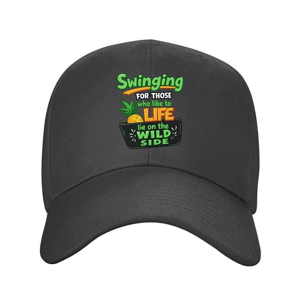 Swinging for the Wild Side Pineapple Graphic Baseball Cap Polyester Outdoor Adjustable Casual Hat