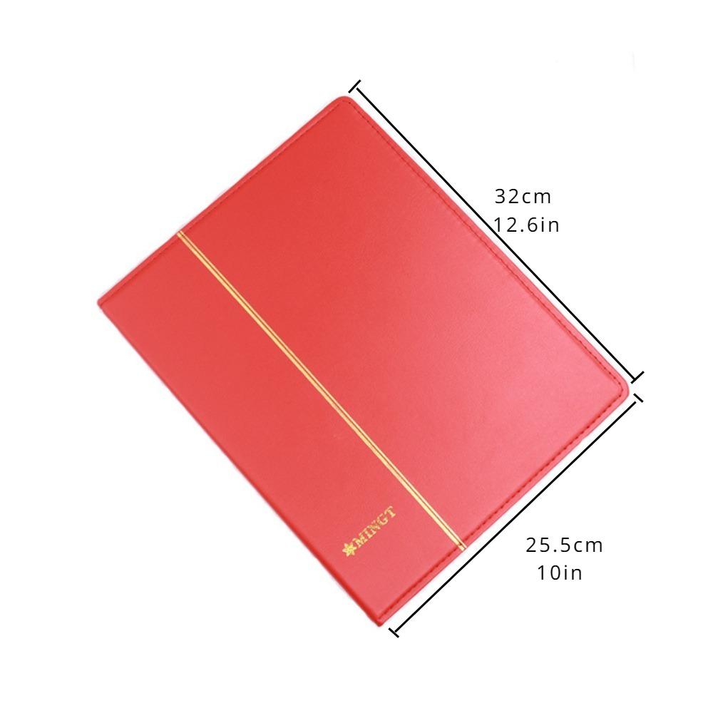 1 libro da collezione, 32 * 25,5 cm, PU cucito a mano, può contenere monete, francobolli, banconote, carte, ecc., incluse 15 pagine interne, con 3 dimensioni da 5 ciascuna