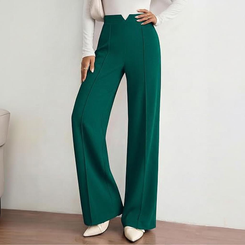 Women's High Waist Casual Color Wide Leg Dress Pants with Loose Fit