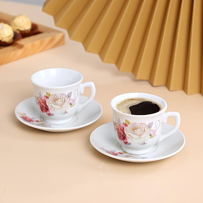 12pcs Ceramic Tea Set European Style Floral Ceramic Tea Set Include 6 Cups And 6 Plates Coffee Set For Home Tea Party Garden Party Coffee Shop Tea Acc