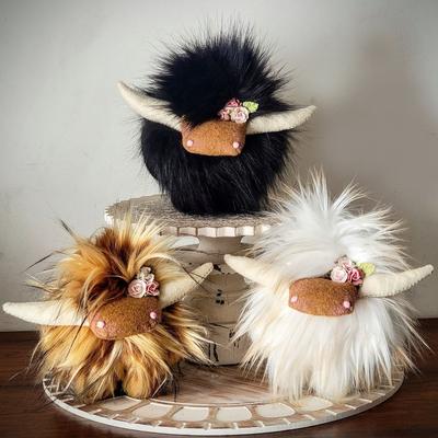 Zhongran Schottisches Hochlandrind Puppe Langhaarige Kuh Spielzeugpuppe Ornament Party Requisiten Bauernhausstil Dekoration