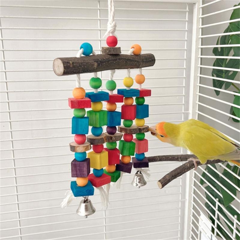 MultiPurpose Bird Chewing Climbing Block Puzzle Toy Natural Wood Perch Random Color Accessories For Parrots Beak Care