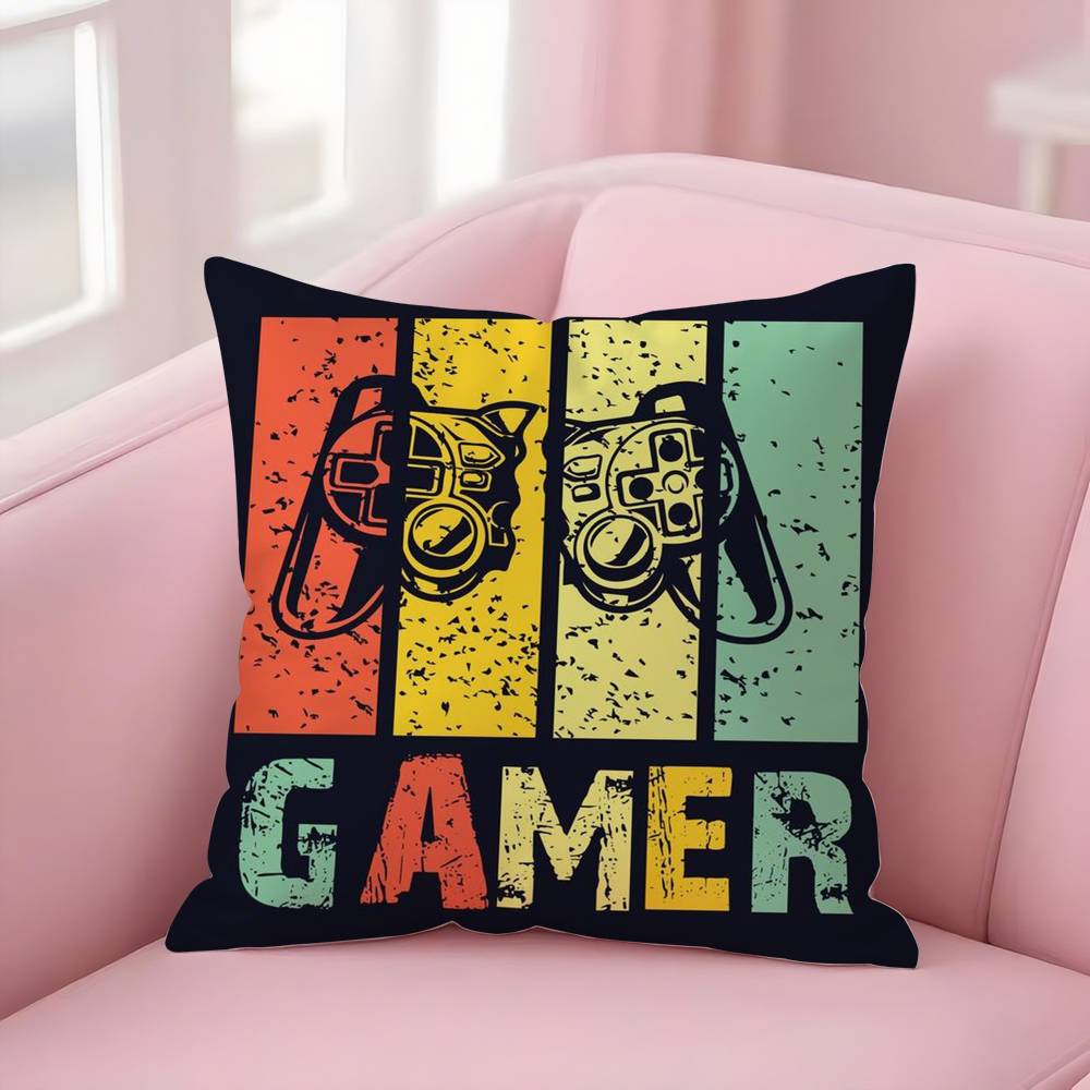 Colorful Graffiti Game Gamepad Pillow Case Plush Fabric Soft Double-Sided Printed Sofa Warm Winter Home Gift Cushion Cover