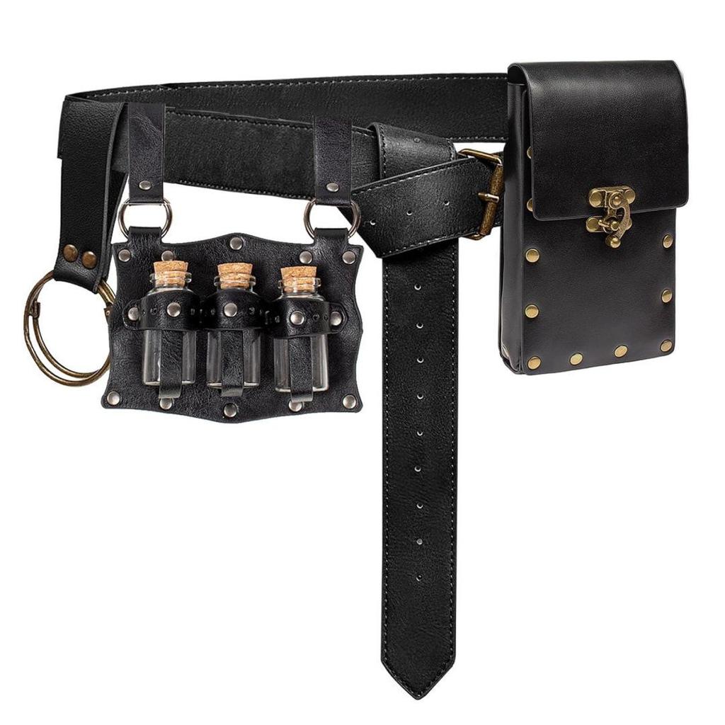 Steampunk Leather Phone Bag - Medieval Belt Accessory for Renaissance Cosplay