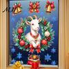 Snowflake Window Art Christmas Sheep Static Clings, Decorative 2027 Wreath Lamb Stickers with Pattern Snowflakes And Bells, Removable Glass