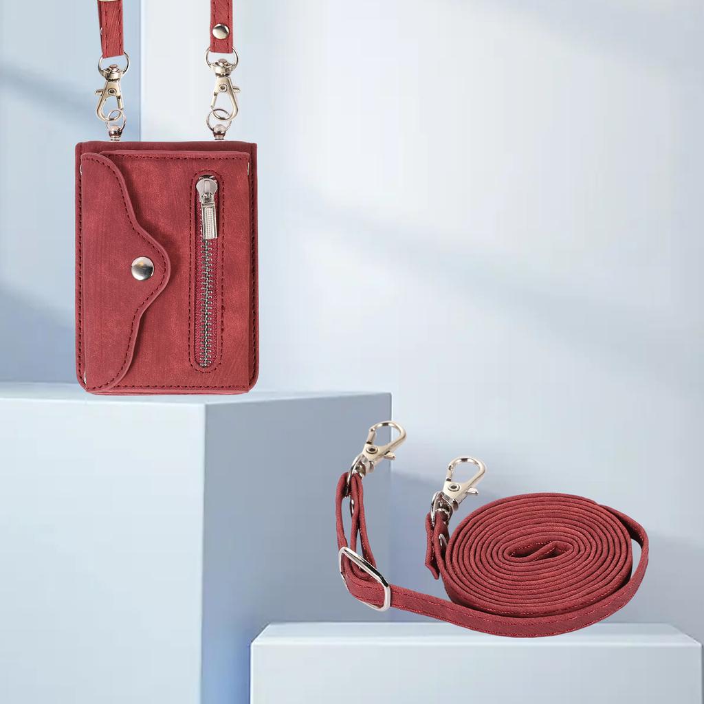 Reißverschluss-Geldbörse, Leder-Umhängetasche für Samsung Galaxy Z Flip 4 3 Flip4 Flip3 5G, Geldbörse, Lanyard-Riemen, Kartenschlitz-Halter, Taschenabdeckung