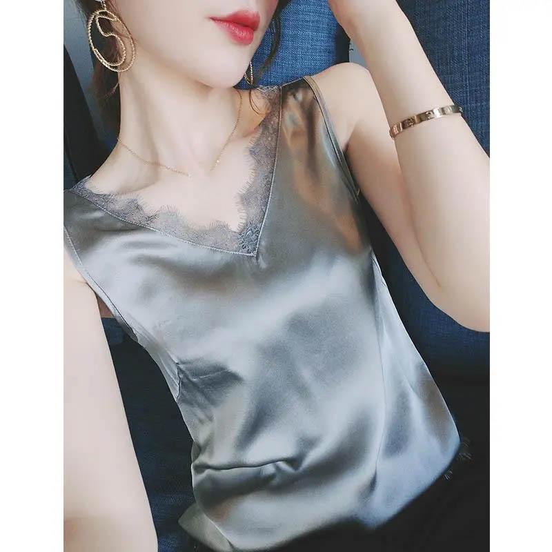 

Летний кружевной камзол с v-образным вырезом, жилет с внутренней нижней частью, сексуальный топ без рукавов, женская красота сзади 2XL