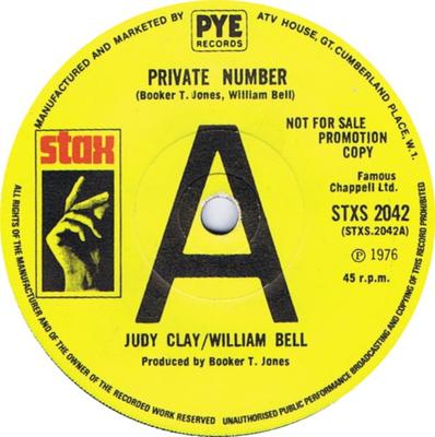 7-Zoll-Schallplatte JUDY CLAY / WILLIAM BELL - Private Number STXS2042PROMO Stax 1976 UK Soul/Funk Gebraucht