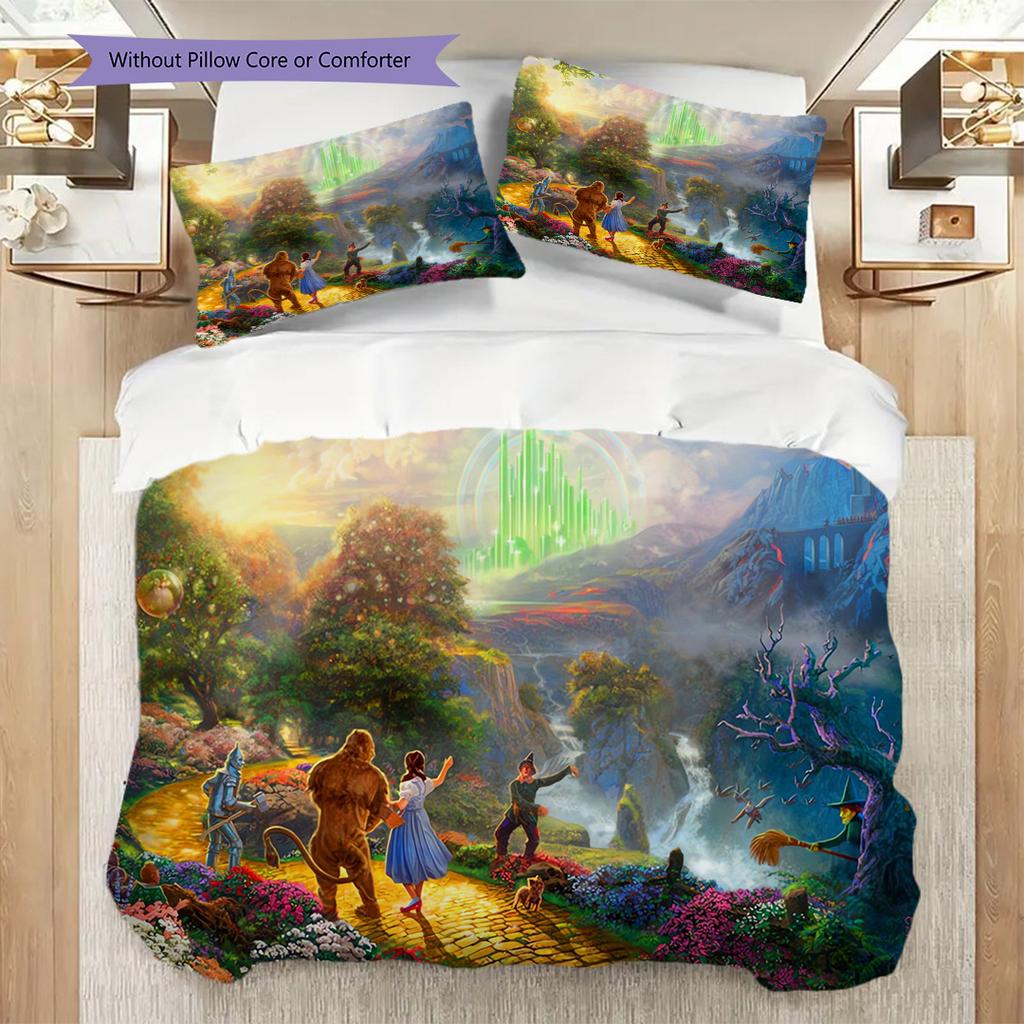 Fantasy Journey Emerald City Bedding (1 * duvet cover + 2 * pillowcase, without core) 2D Flat Duvet cover and pillowcase Soft and comfortable