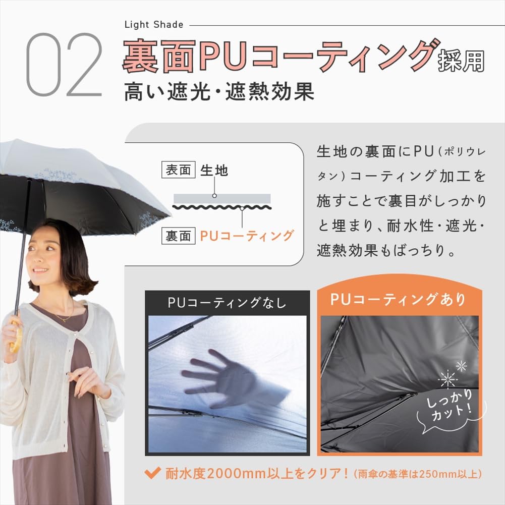 Ogawa Folding Umbrella Brand from At the time of light blocking UV Made of Heat 8 LINEDROPS Ciel Grosgrain Tape Leaf OW Cold Bamboo Water Repellent