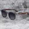 Trendy Wood Grain Sunglasses for Women Men Square Frame UV Protection Cycling Outdoor Street Fashion