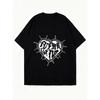 Oversized T Shirt Black Heart With Barbed Wire Print And Gothic Text For Casual Streetwear Fashion