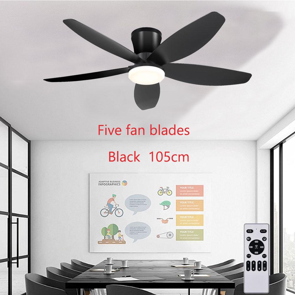 Low-profile ceiling fan with light and remote control, dimmable and silent, suitable for bedrooms and kitchens.