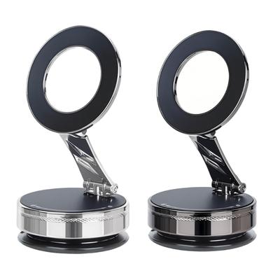 Suport pliabil magnetic pentru telefon auto, rotire 360 de grade, reglabil, cu tehnologie cu dublă ventuză pentru vizualizare ușoară