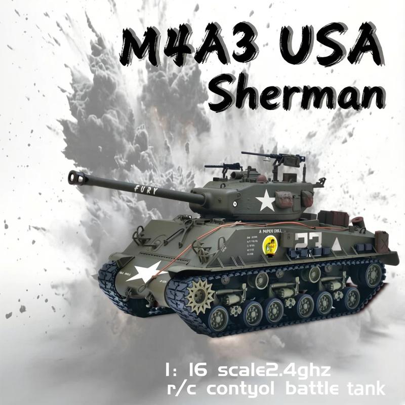New Rc Battle Tank Wwii Us M4A3 Sherman Full Metal 1 16 Scale 2 4Ghz Remote Control Military Model For Adult Hobby Collectors
