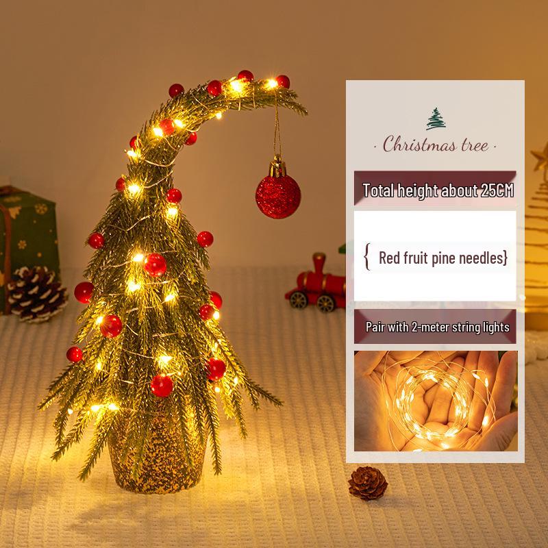 Small Crooked Neck Christmas Tree Ornament for Desktop Decoration