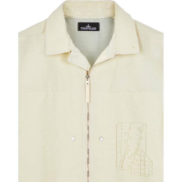 STONE ISLAND Shadow Project Series Ss23 Stand Collar Left Sleeve Hidden Logo Badge Zip Front Long Sleeve Shirt Men Shirts 781910522-V2035