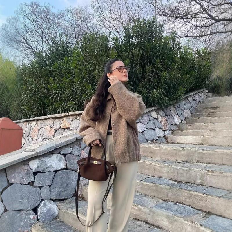 Womens Fleece Jacket Solid Color Lapel Long Sleeve Casual Cotton Coat Fall 2025