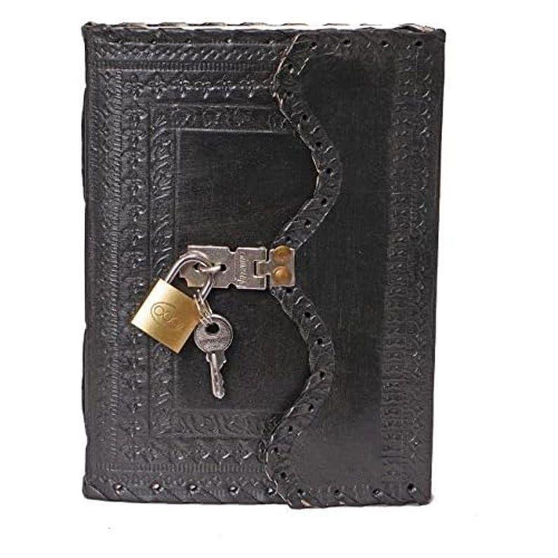 

Кожаный блокнот-дневник с замком и ключом, скетчбук для письма, подарок для нее, дорожный журнал ручной работы, 200 нелинованных страниц | Застежка-замок с ключом 7 x 5 in