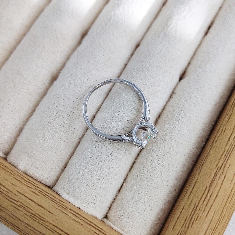 925 Sterling Silver Moissanite Six-Prong Women's Twin Flower Ring