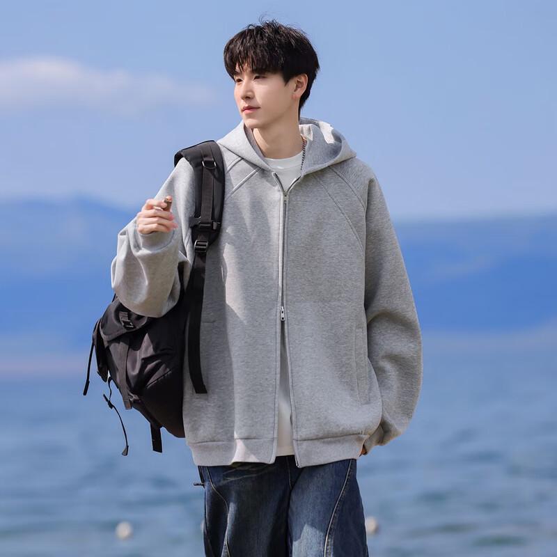 Xiaofu Men's Casual Zip-Up Hooded Sweatshirt