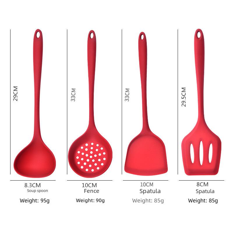 Silicone Heat-Resistant Non-Stick Kitchen Utensil Set: Spatula, Spoon, Colander - 5 Pieces