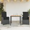 Vidaxl 3-Cz. Garden Furniture Set With Cushions, Black, PE Rattan