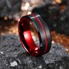 Classic 8mm Men's Red Groove Beveled Edge Black Stainless Steel Men Wedding Rings Black Brushed Male Bridal Engagement Ring