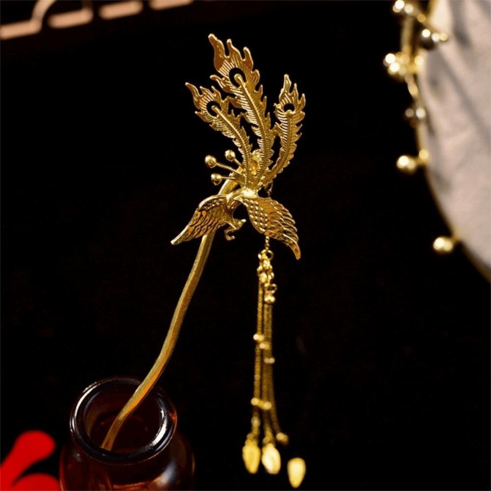 Ancient Style Tassel Hairpins Zinc Zinc Alloy Bridal Hair Ornament Phoenix Hairpin Set  Hanfu Accessories