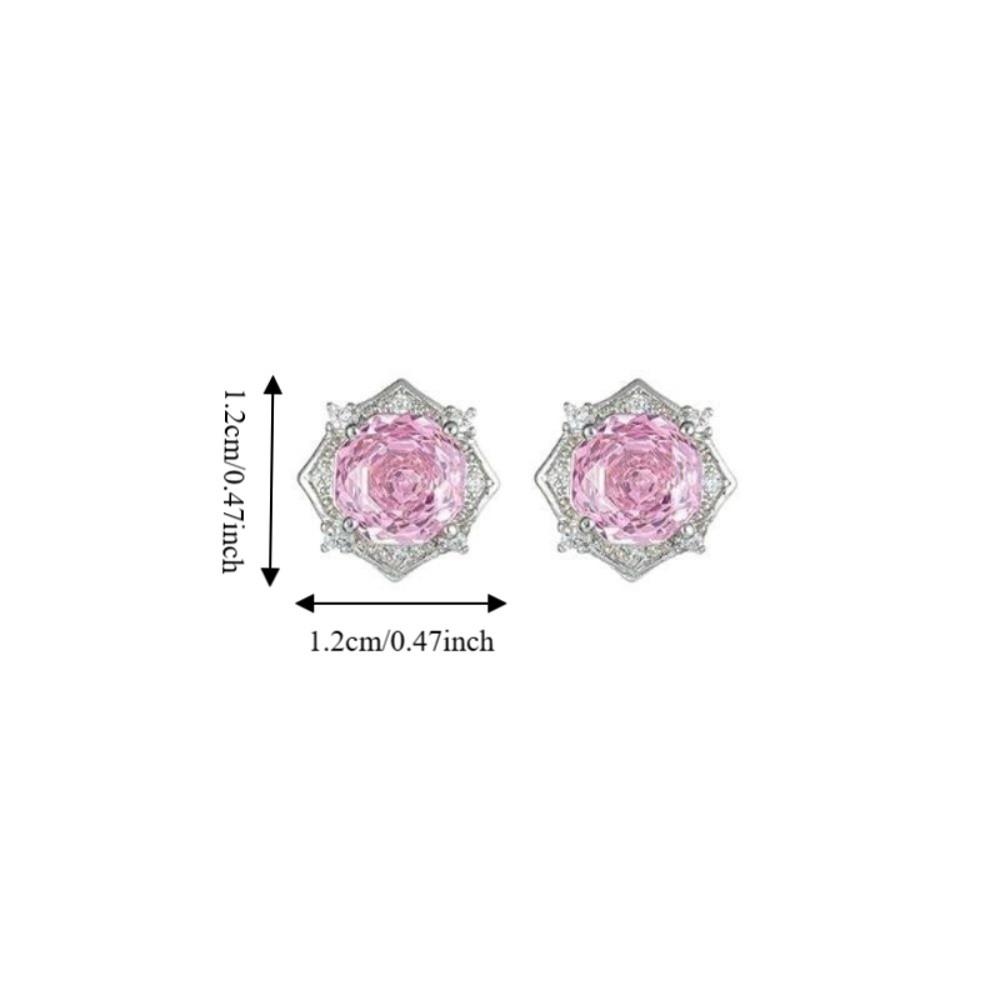 Unique Design Pink Zircon Stud Earrings Zirconium Rose Petal Earrings Earrings For Women