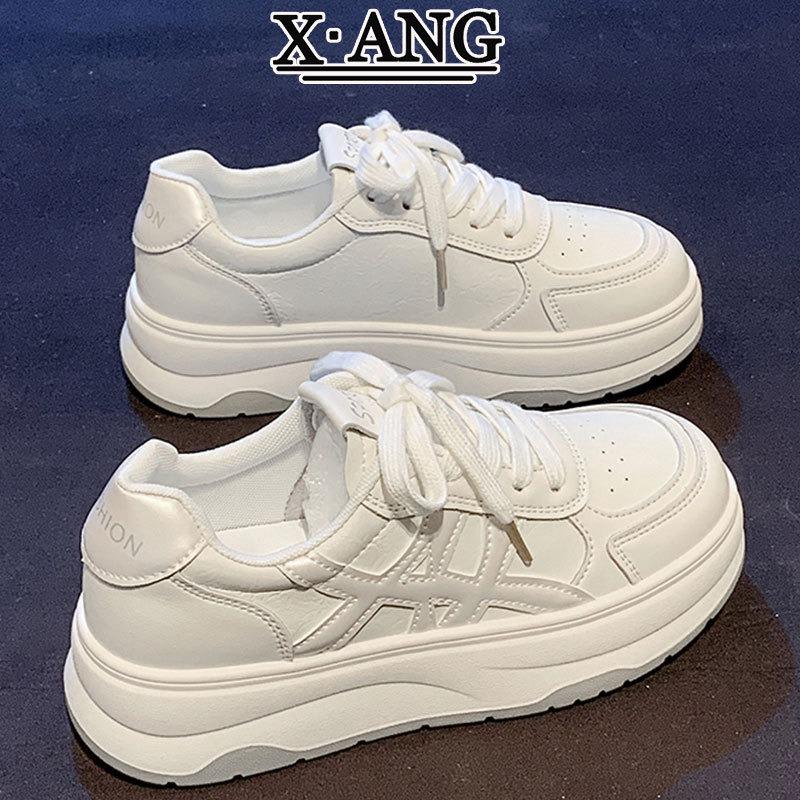 Cowhide platform white shoes children's shoes versatile student board shoes autumn new casual sports shoes women's