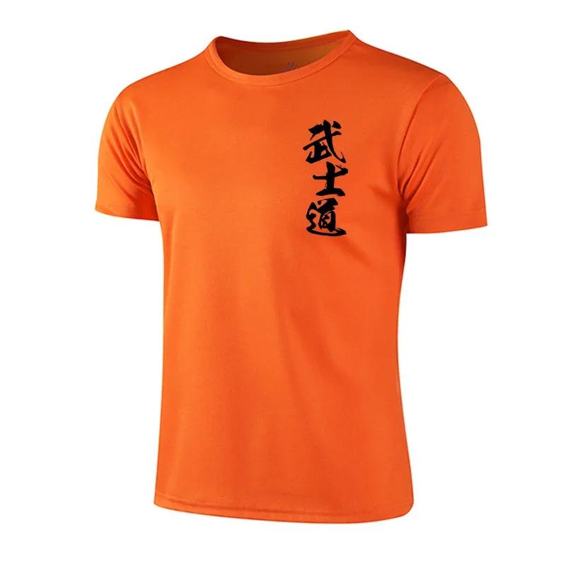 Japan Bushido Print Unisexs Casual Sports Tshirt Lightweight Quickdry Marathon Tees Summer Male Gym Exercise Trainning Tops