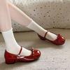 Scarpe Mary Jane da Donna Rosso Vino Primavera Scarpe Casual da Donna Poco Profonde con Fiocco a Farfalla Scarpe Eleganti in Pelle da Vestito