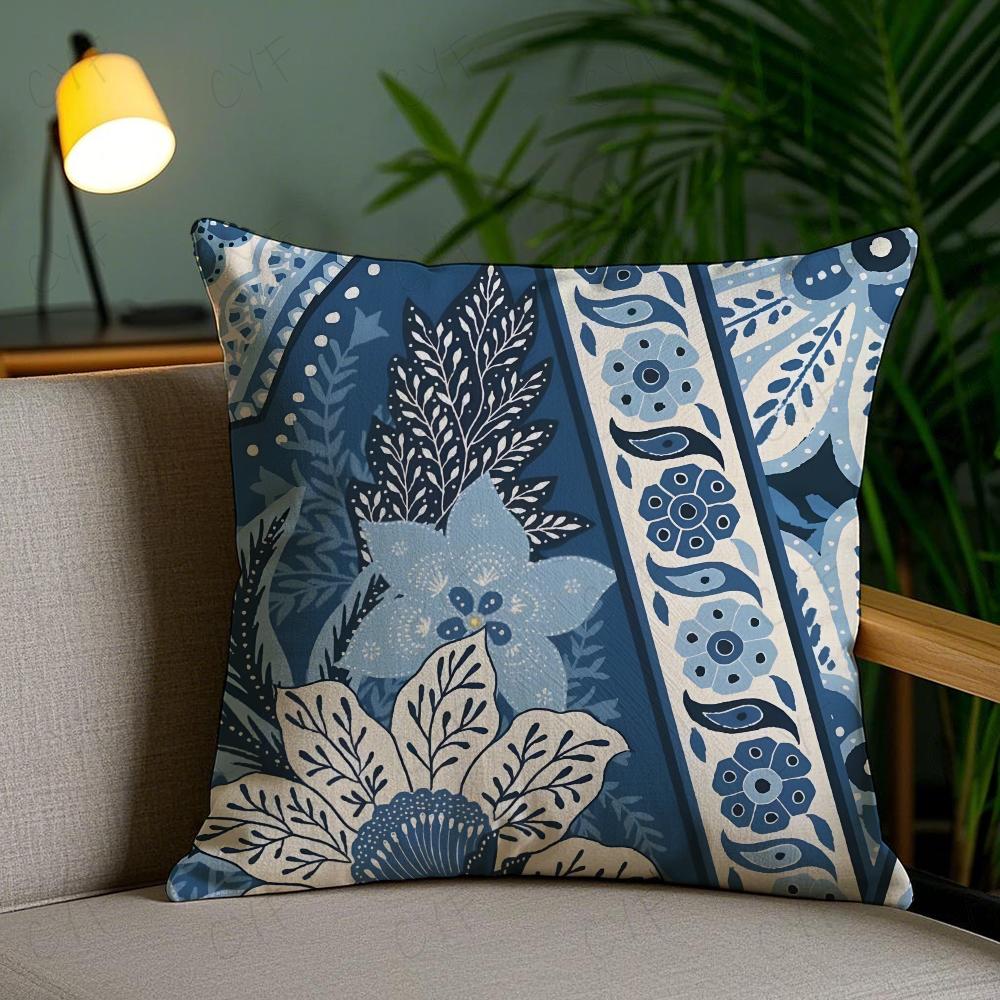 Indonesia B-Batik Design Pillow Case Anti-Dustmite Pillowcase Invisible Zipper Silky Short Plush Sofa Cushion Cover