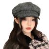 Korean Version Autumn and Winter Hat Women's Retro Striped Polka Dot Beret Fashion High End Big Head Circumference Literary Star Anise Hat