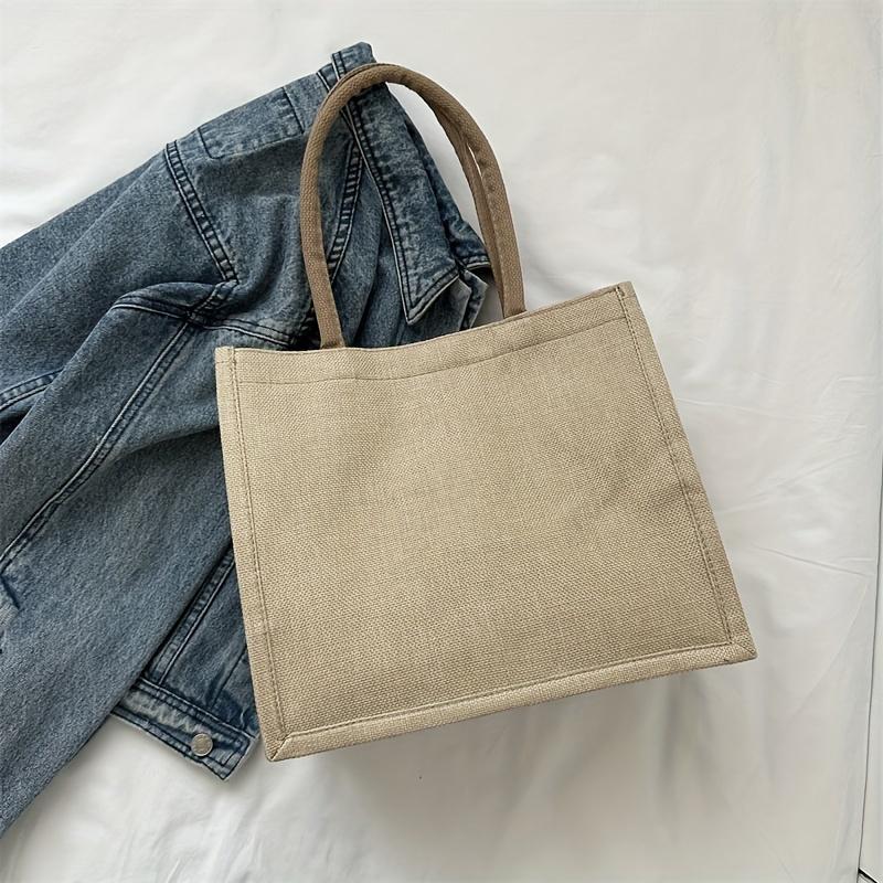 Simple and Fashionable Linen Flower Printing Handbag Women Fashion Commuter Shoulder Bags Tote Bag