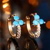 Crystal White Round Zircon Stone Hoop Earrings For Women Fashion Female Gold Color Wedding