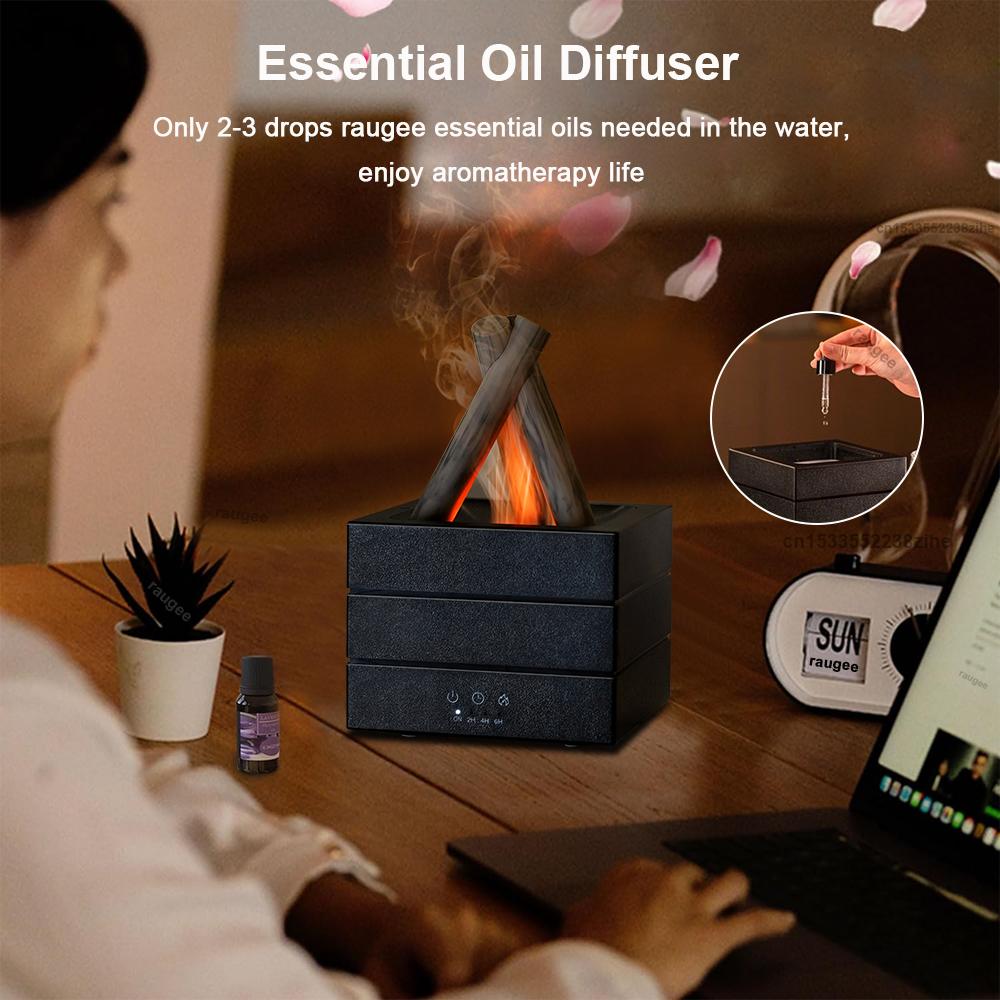 Flame Humidifier Fragrance Diffuser Aroma Humidifier Aromatherapy Essential Oil Diffuser with Night Light and Remote Control