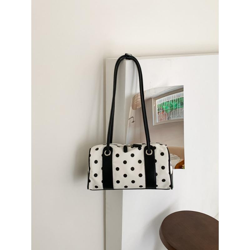 

Сумка в горошек лето новая контрастная цветная вставка нишевый дизайн сумка под мышкой трендовая простая портативная сумка на плечо женская белый